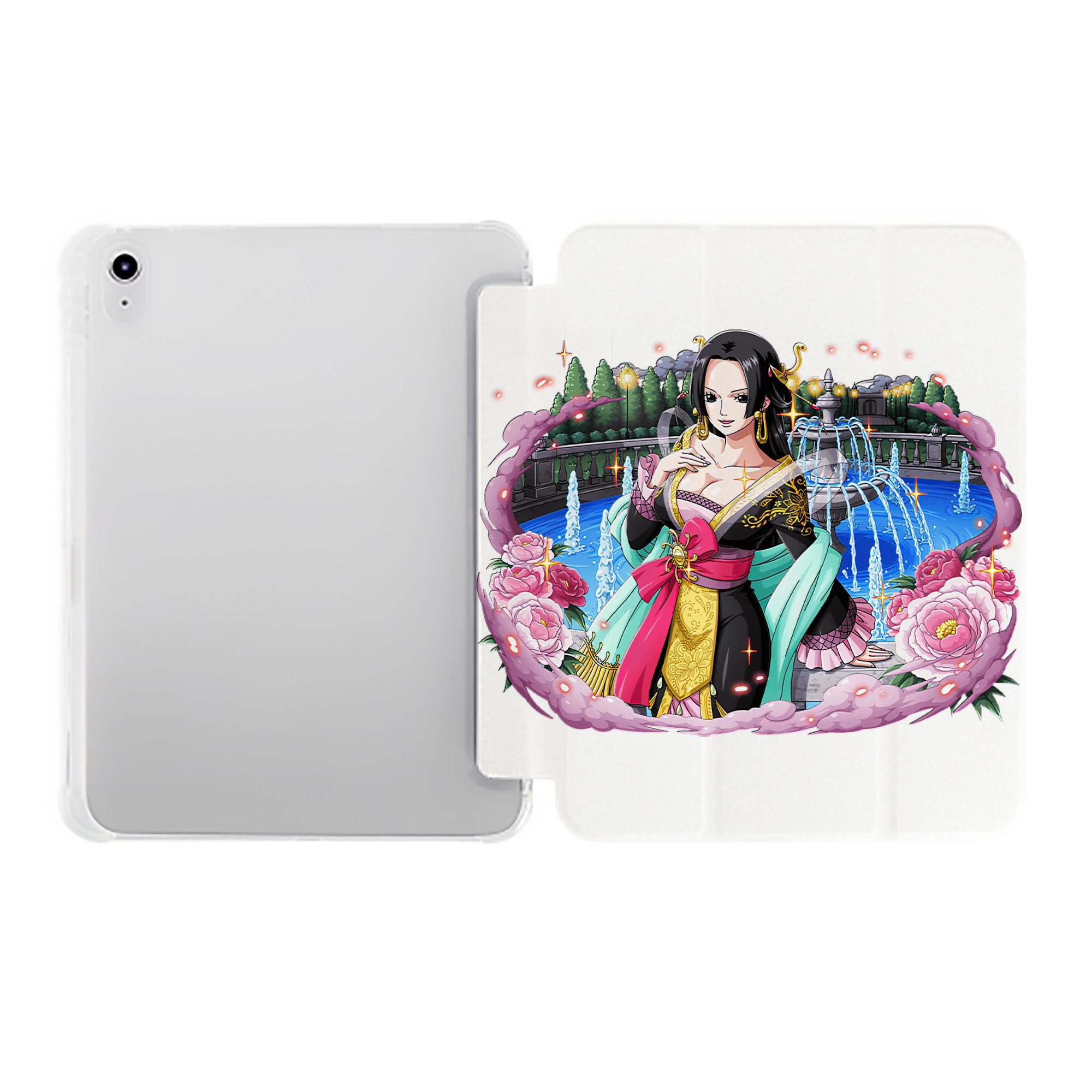 （画像用） ワンピース ボア・ハンコック ONE PIECE Boa·Hancock IPad ケース ペン収納付き 三つ折りスタンド PUレザー×シリコン 対応機種9.5/10.5/10.9インチ
